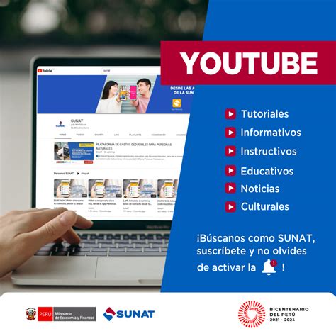 SUNAT on Twitter Suscríbete a nuestro canal en YouTube https