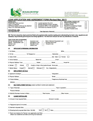 Fillable Online Loan Application And Agreement Form Revised May