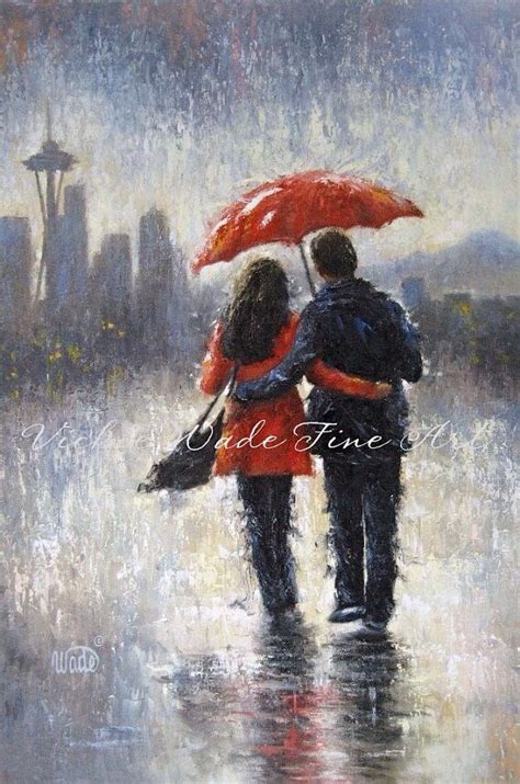 Couple Walking In The Rain Rain Art Painting Lovers Art