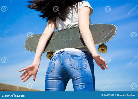 Woman Skateboard Back Ass Close Up Stock Image Image Of Fitness Leisure