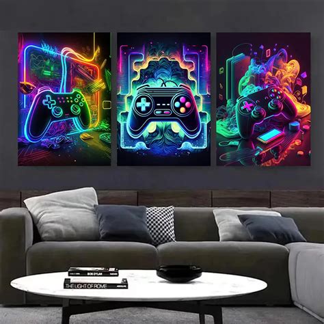 P Ster De Ne N Para Gamer Gaming Pintura En Lienzo Moderna Im Genes Art