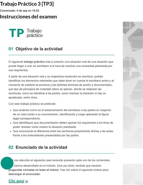 Examen Trabajo Pr Ctico Tp Trabajo Pr Ctico Tp Comenzado