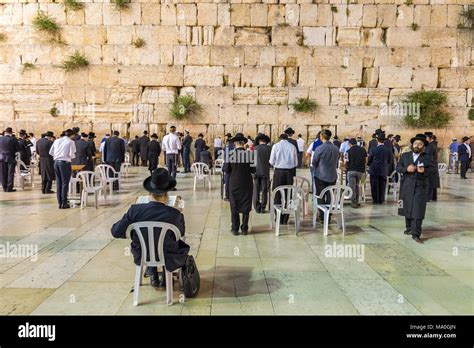 Jewish Quarter Of The Western Wall Plaza With People Praying At The