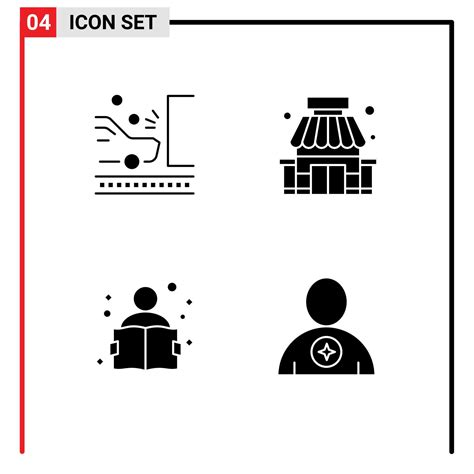 Group Of 4 Modern Solid Glyphs Set For Accident Education Safety Shop