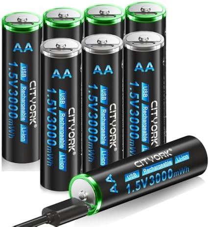 Cityork Lot De Piles Rechargeables Usb C Au Lithium Aa V