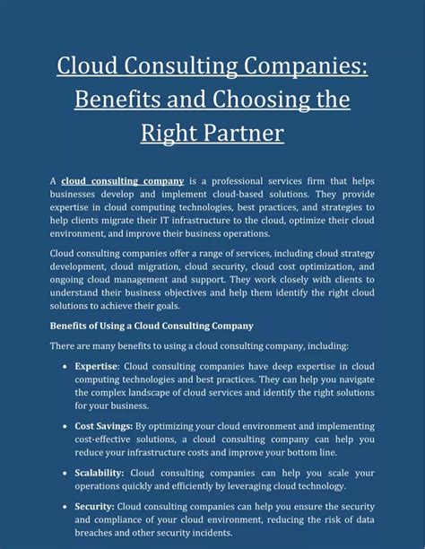 Ppt Cloud Consulting Companies Benefits And Choosing The Right