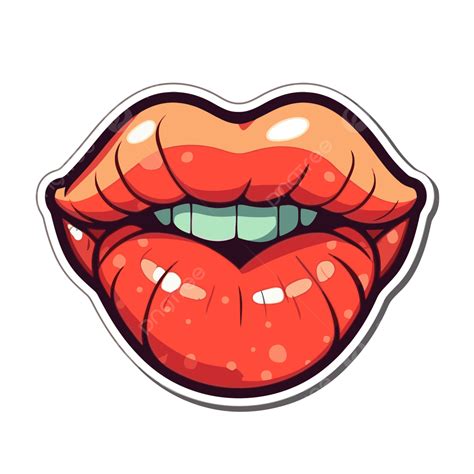 Sticker With A Female Orange Lips On It Clipart Vector Big Lips Big Lips Clipart Cartoon Big