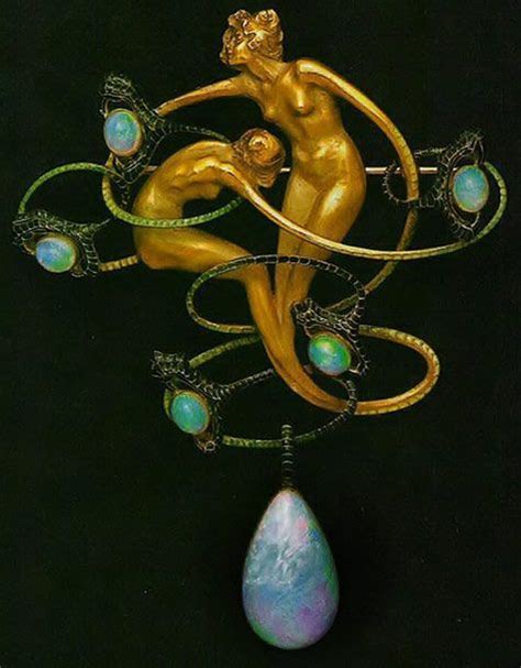 “dragonfly Woman” Corsage Ornament By René Lalique In Gold Enamel Chrysoprase Moonstones And