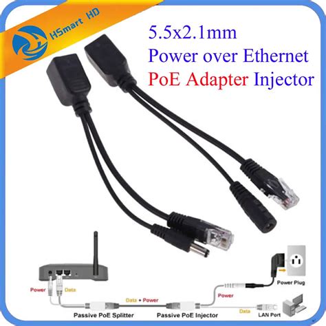 5 5x2 1mm Power Over Ethernet Poe Adapter Injector Splitter Kit Poe Cable Rj45 Injector