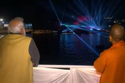 Pm Modi Saw Laser Show After Ganga Aarti Kashi Illuminated With Millions Of Lamps Varanasi