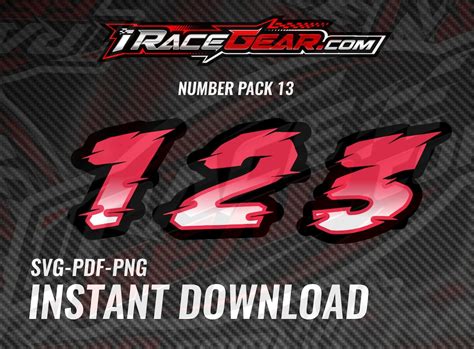 Race Car Racing Team Numbers Set Font Automobile Motorcycle Kart Dirt ...