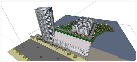 信阳高层公建办公平面立面总图su模型办公楼土木在线