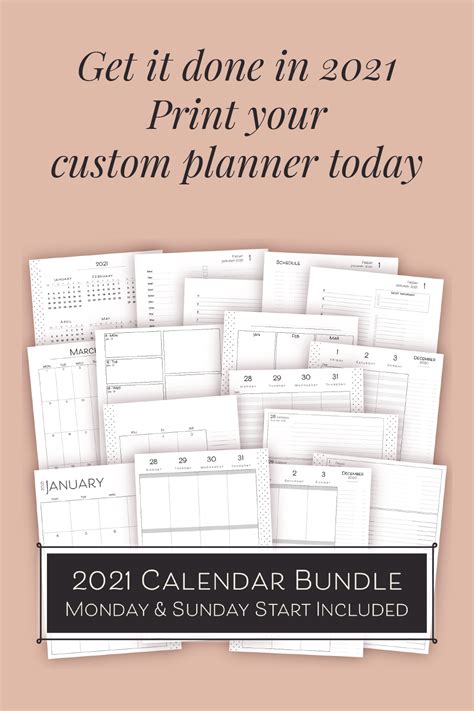 Printable Planner Pages 2021 Weekly Planner Monthly Planner Printable