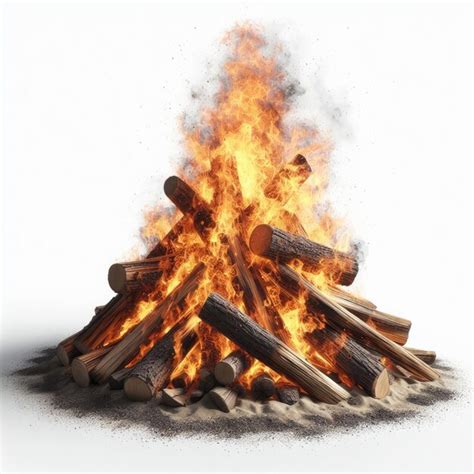 Bonfire Isolated On White Premium AI Generated Image