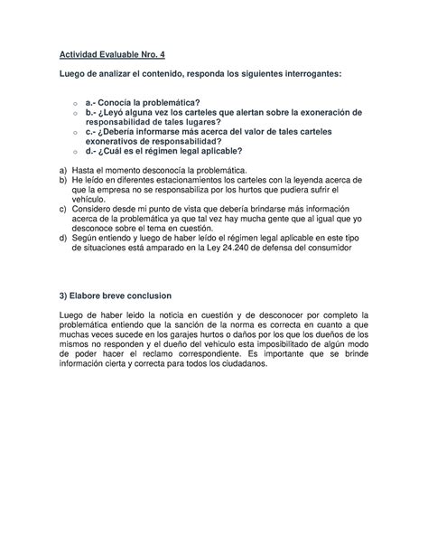 Actividad Evaluable Nro Da Os Actividad Evaluable Nro Luego De