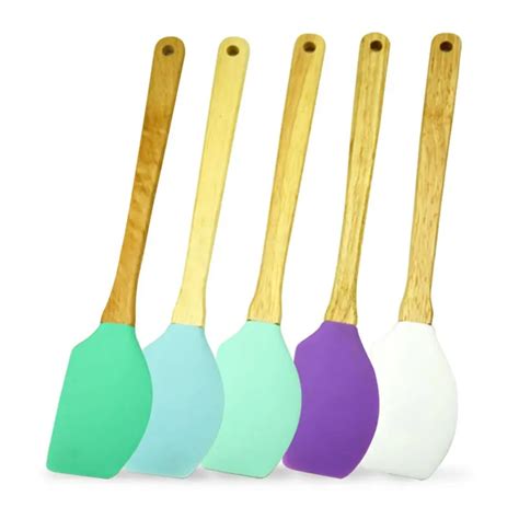 Silicone Spatula Wooden Handle Baking Spatulas Food Grad Non Stick Cake ...