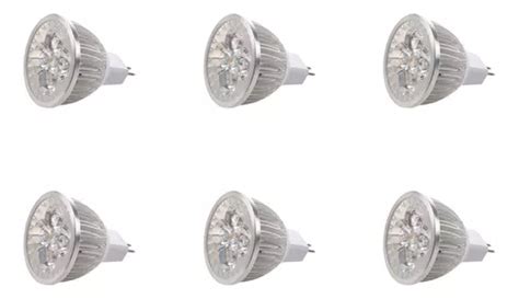 6 Peças 4 X 1w Gu5 3 Mr16 12v Lâmpada Led Branca Quente Sp