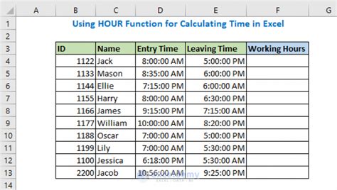 How To Use Hour Function In Excel 5 Easy Examples Exceldemy