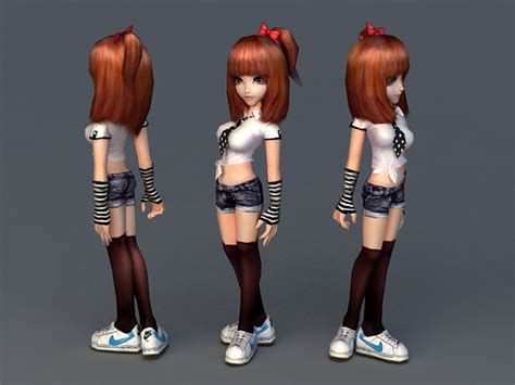 Beautiful Anime School Girl 3d Model 3ds Max Files Free Download Cadnav