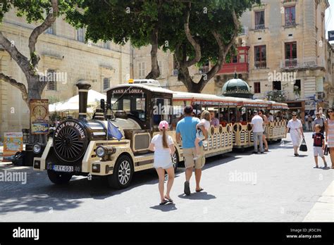 The Malta Fun Train In St John Square In Valletta Capital Of Malta