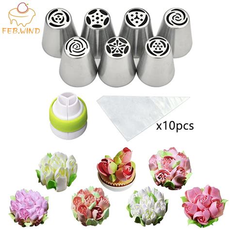 Pcs Set Icing Piping Nozzles Russian Piping Tips Cake Decorating