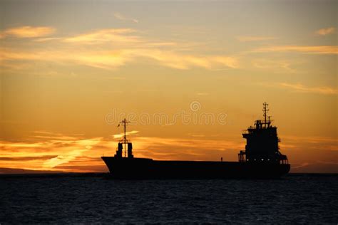 A Silhouette of a Ship at Sunset Stock Photo - Image of people, abkhazia: 212201424