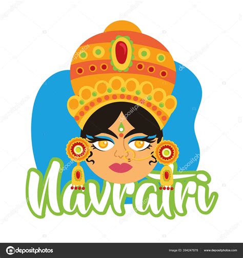 Feliz navratri celebración con la diosa AMBA estilo plano Vector de