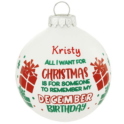 Personalized December Birthday Glass Ornament