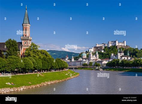 Austria Salzburg Country Salzburg View To Christs Church Salzach