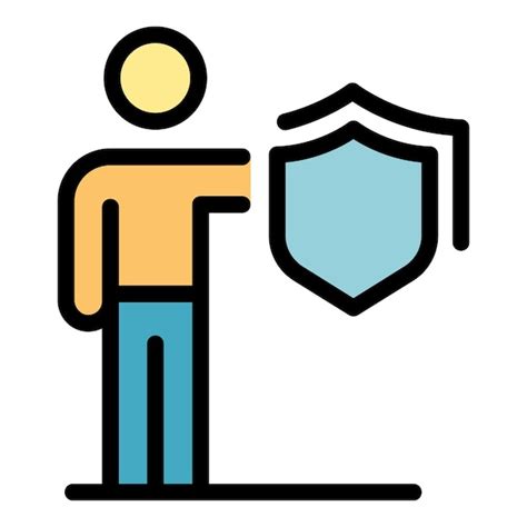 Icono Del Trabajador De Seguridad Contorno Del Trabajador Del Vector