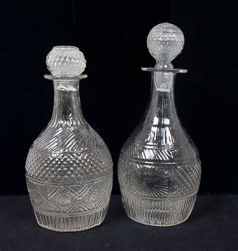 This Is A Beautiful Set Of Antique Blown Glass Decanters Dating To The Early 19th Century Each