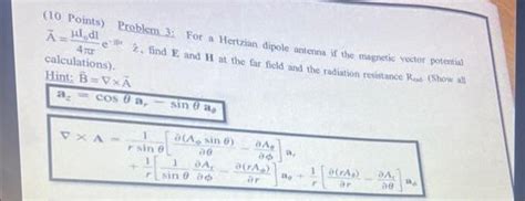 Solved Points Problem For A Hertzian Dipole Antenna Chegg