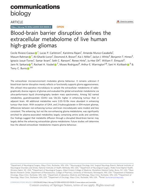 PDF Blood Brain Barrier Disruption Defines The Extracellular