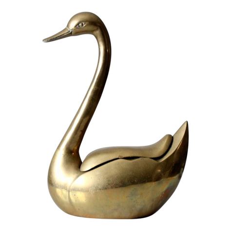 Mid Century Brass Swan Box Chairish