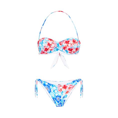 Woman Bandeau Bikini With Flower Print Mc2 Saint Barth