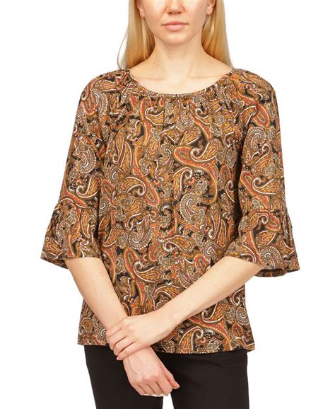 Michael Kors Womens Flare Sleeve Paisley Top Macys