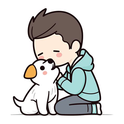 Boy with dog Cute cartoon boy with dog. vector illustration 32925754 ...