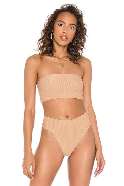 Frankies Bikinis Jenna Ribbed Bikini Top In Sand Revolve