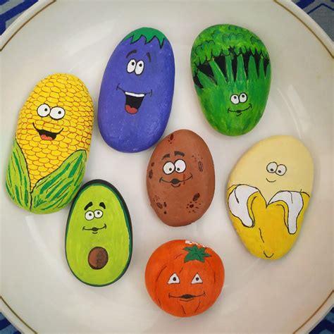 Fruits And Veggies Painted Rocks Kids Painted Rocks Craft Hand