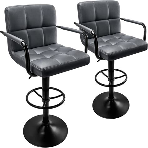 Huracan Bar Stools Set Of 2 Bar Chairs With Arms Grey Bar