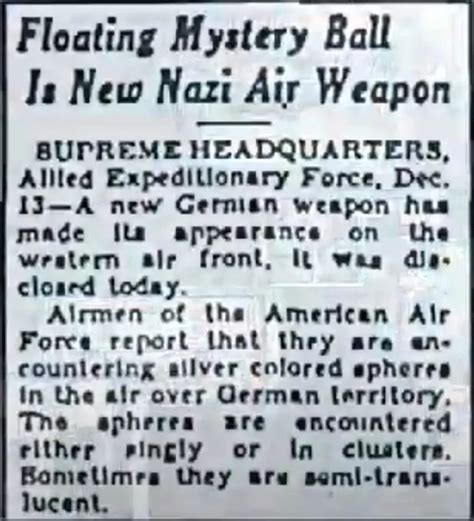 Mystery of the ‘Nazi secret weapons’ called Foo Fighters that chased WW2 bombers - Big World Tale