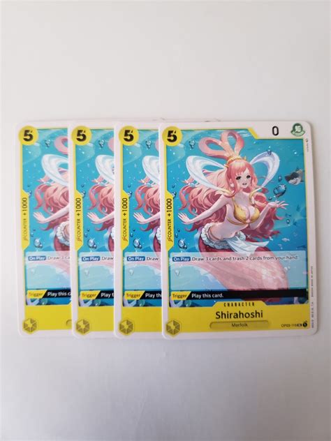 One Piece Card Pillars Of Strength Eng Op03 116 Shirahoshi UC Set X4