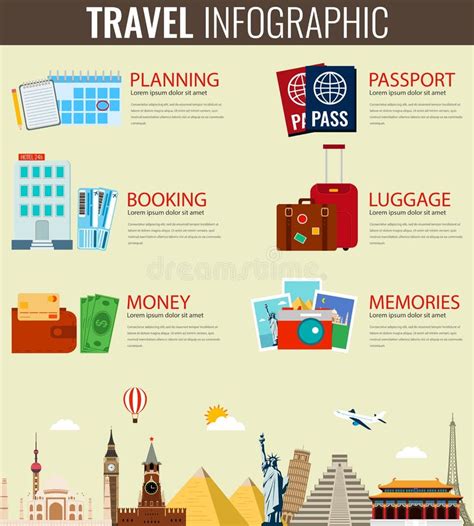 Travel And Tourism Infographic Set With Landmarks Stock Vector