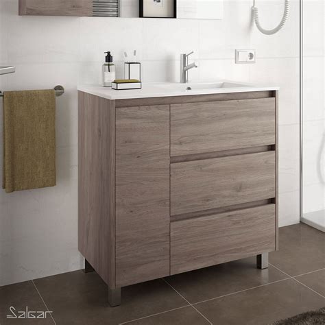 Mueble de baño ARENYS 855 1 puerta izquierda ROBLE ETERNITY Lavabo