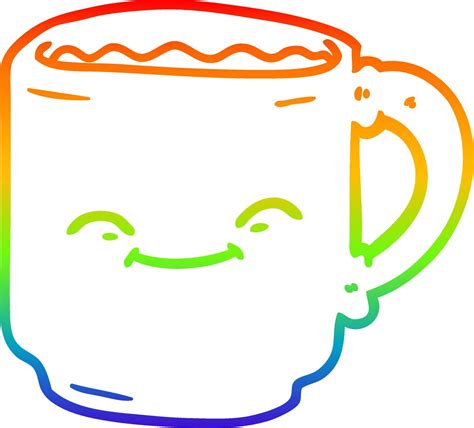 caneca de café de desenho de desenho de linha gradiente arco íris