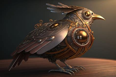 Oiseau M Canique Steampunk Oiseau M Tallique Ia Photo Premium