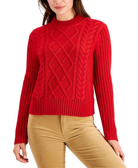 Tommy Hilfiger Cable Knit Mock Neck Sweater And Reviews Sweaters