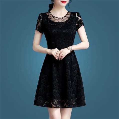 Sexy Lace Hollow Out Mini Dress Women S Clothing Elegant O Neck Summer