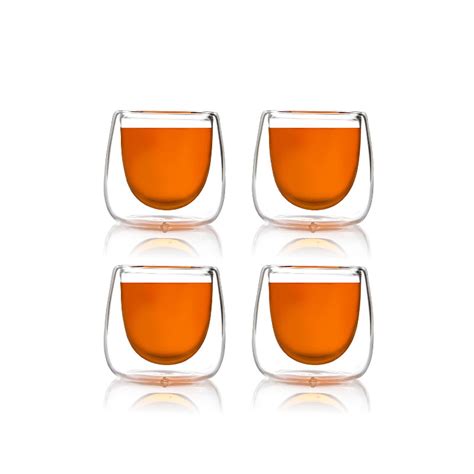 Double Walled Tea Cup Set Of 4 Fatshape Cup