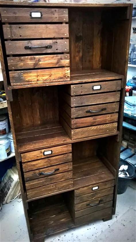 Pallet Chest Of Drawers Bookcase Cabinet Wooden Pallet Projects